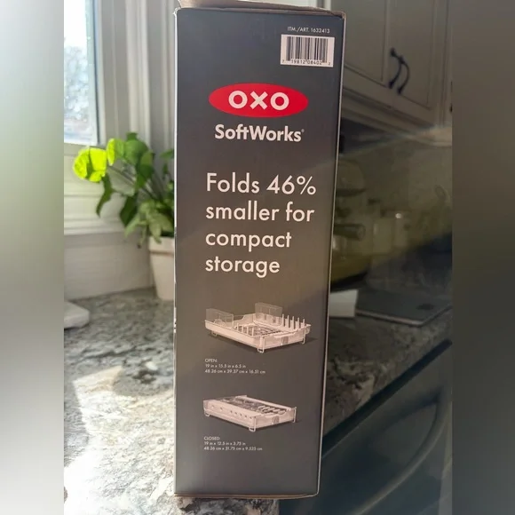 OXO SoftWorks Foldaway Dish Rack in White and Gray - Picture 4 of 4